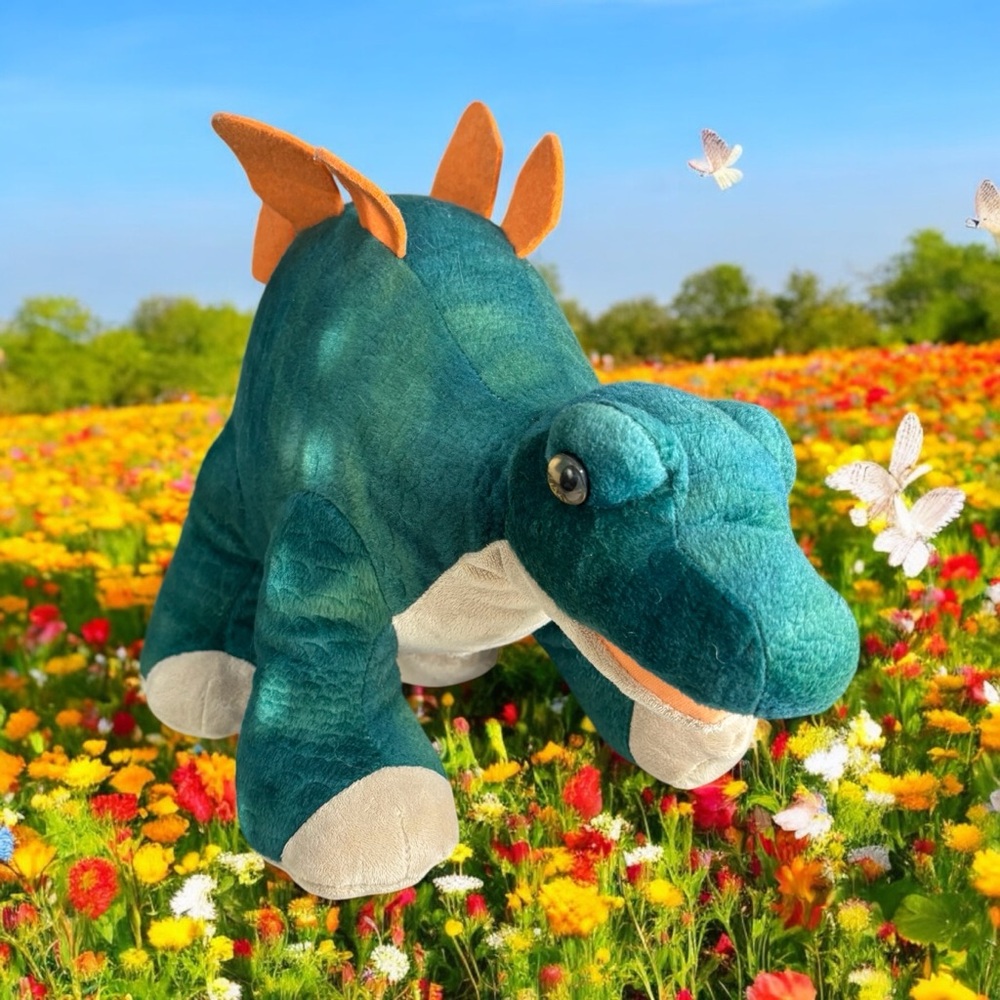 BAB Build A Bear Stegosaurus Dinosaur Plush Stuffed Animal Toy WORKS Green
